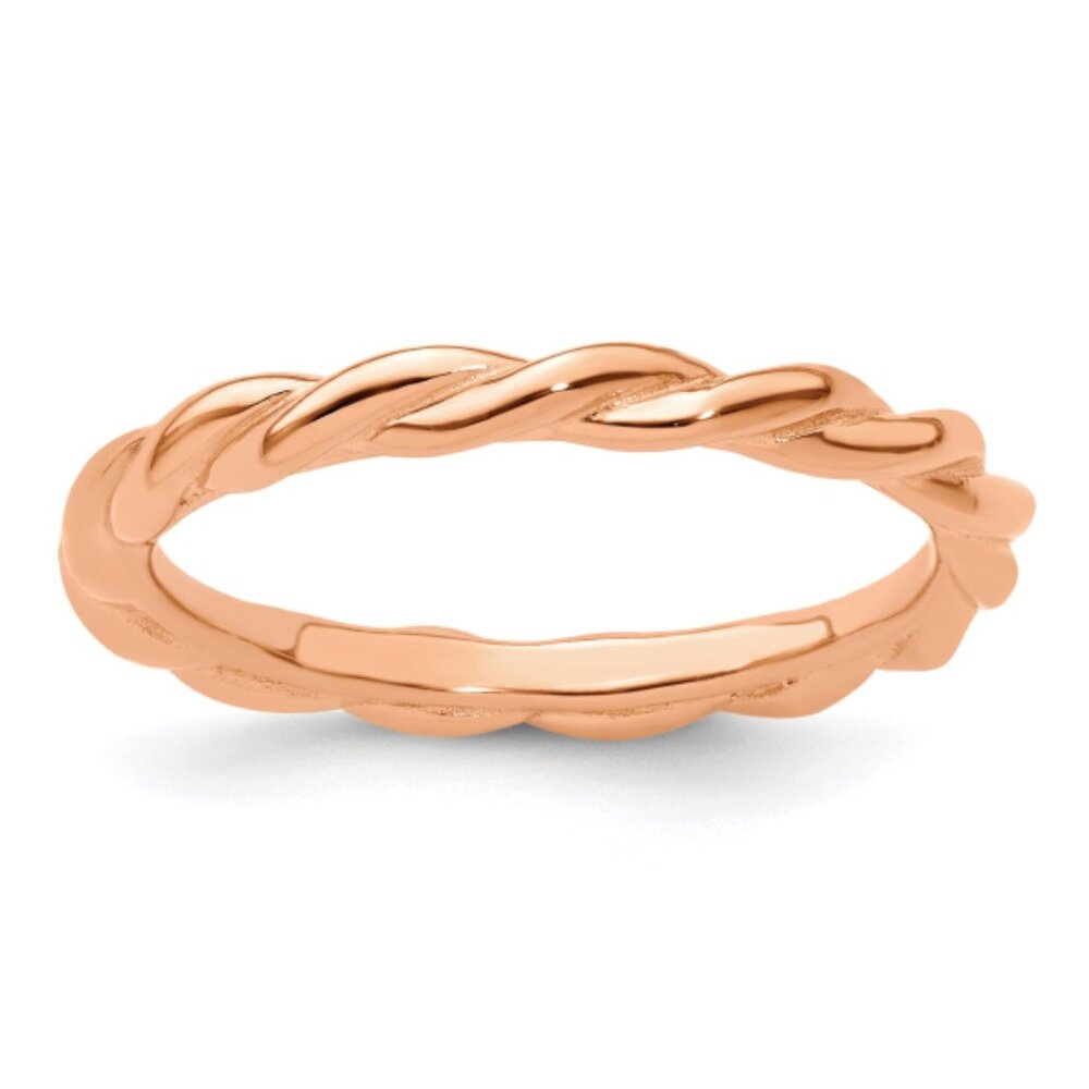Simply Stacks Rose Gold-Plated Sterling Silver Twisted Ring, Size 9